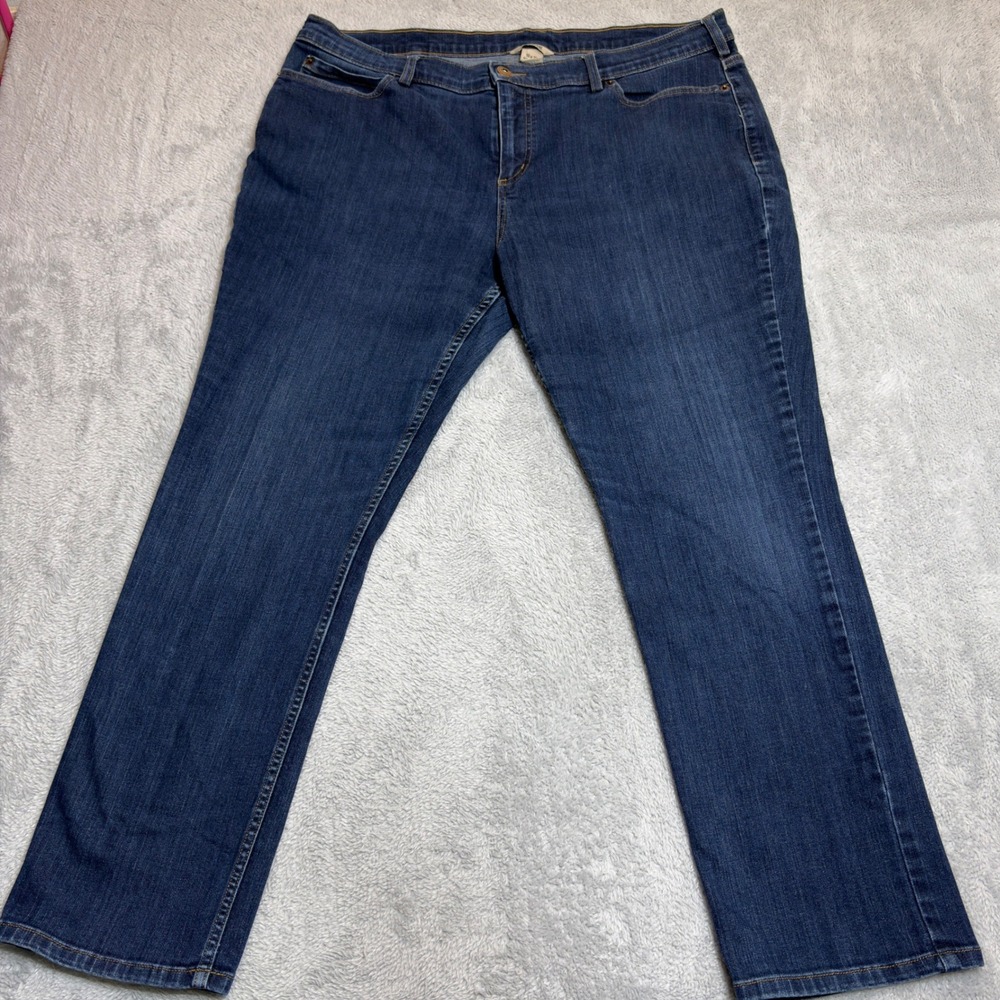 Duluth Trading Co Straight Leg Jeans Womens 18x29 Blue Stretch Mid Rise Denim